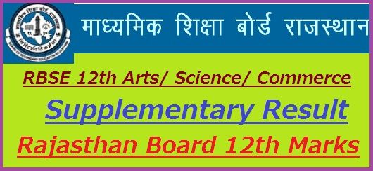 RBSE 12th Supplementary Result 2022