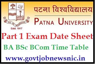 Patna University Part 1 Exam Date Sheet 2022