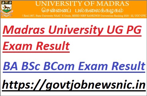 Madras University UG PG Exam Result 2022
