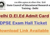SCERT Delhi D.El.Ed Admit Card 2022